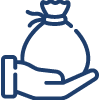 preim3 Icon of a hand holding a sack of money.